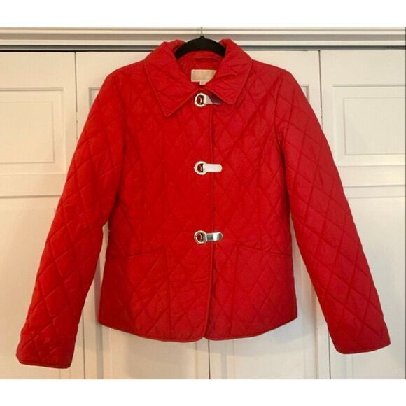 Michael Michael kors red quilted silver clasp jacket size small - Picture 2 of 9